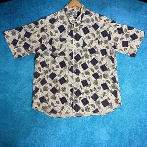 VTG Hawaiian Cambridge Classics Men’s XXL Linen Cotton Floral Shirt Button Up